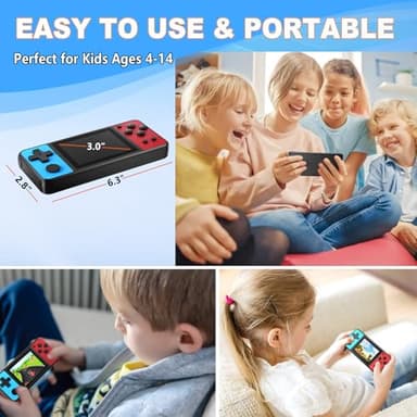 KAVOYI 32 Bit Handheld Games for Kids Built-in 139 Video Games,3.0" IPS Screen Rechargeable Portable Arcade Gaming Player,Electronic Toys for Boys Girls Birthday Xmas Gift Blue-Red - Image 6