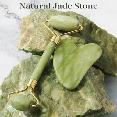 BAIMEI IcyMe Gua Sha & Jade Roller Facial Tools Face Roller and Gua Sha Set for Puffiness and Redness Reducing Skin Care Routine, Self Care Gift for Men Women - Green - Image 4