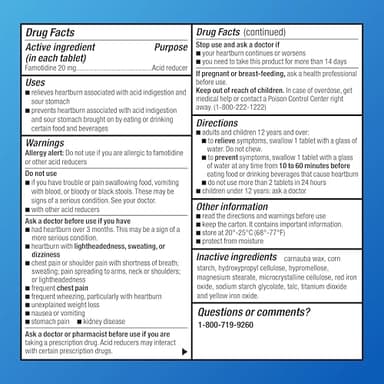 Amazon Basic Care Maximum Strength Famotidine Tablets 20 mg, Acid Reducer Pills for Heartburn Relief, 200 Count (Packaging may vary) - Image 3