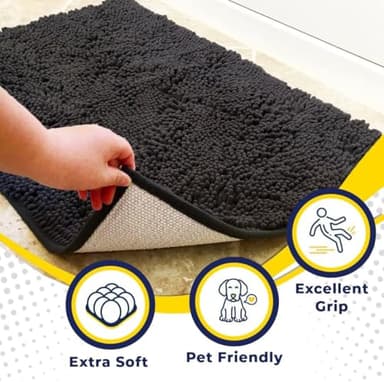 Muddy Mat® Original Dog Door Mat for Muddy Paws, Super Absorbent Microfiber, Non-Slip Washable Pet Rug, Quick Dry Chenille Entryway Carpet, Machine Washable Indoor Outdoor mat, Charcoal 18"x28" - Image 3