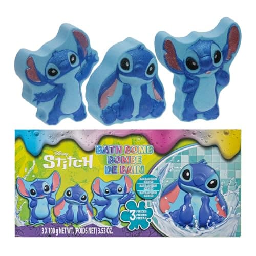 Stitch Bath Bombs for Kids, Fun Bright Rainbow Colors, Raspberry Scented for Kids, Ages 3+, by Townley Girl - Image 1