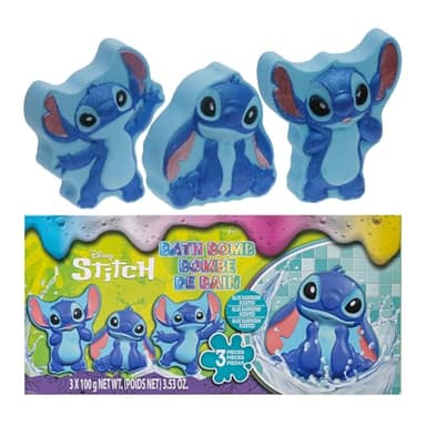 Stitch Bath Bombs for Kids, Fun Bright Rainbow Colors, Raspberry Scented for Kids, Ages 3+, by Townley Girl - Image 1