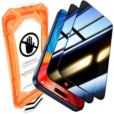 UniqueMe for iPhone 15 Pro Max Privacy Screen Protector - [Military Grade Shatterproof & 9H+ Hardness] Privacy Screen 15 Pro Max Tempered Glass Full Coverage,Easy to install, 2 Packs - Image 1