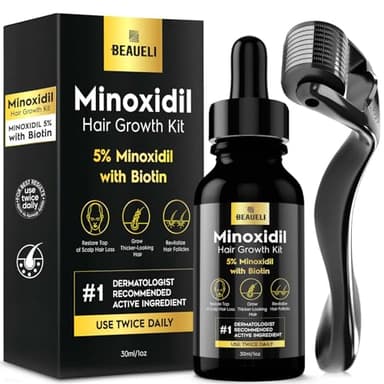 Minoxidil for Men, Minoxidil for Men Beard Growth Kit, Minoxidil for Women Hair Growth Kit, Hair Regrowth for Men, Beard Growth Serum, Minoxidil 5 Percent (Black) - Image 1