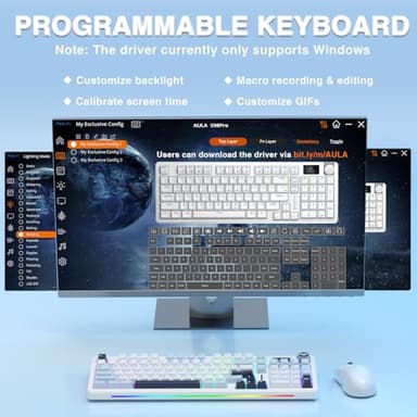 AULA S98 Pro Wireless Mechanical Keyboard,Smart Screen & Knob,Tri-Mode BT5.0/USB-C/2.4GHz Creamy Keyboard,Pre-lubed Linear Switches,Hot Swappable RGB Backlit Computer Gaming Keyboards - Image 6