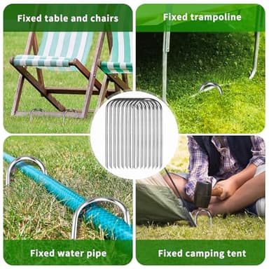 LOYUDEQIU Trampoline Stakes High Wind Ground Stakes, Heavy Duty Trampoline Anchors Tent Stakes, Galvanized Steel Wind Stakes Fence Stakes for Trampoline Fence (Silver 8pcs 10inch) - Image 5