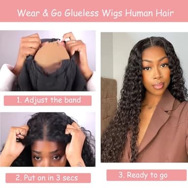 Bugtum Glueless Wigs Human Hair Pre Plucked Pre Cut 5x5 Hd Lace Closure Wear and Go Deep Wave Curly Lace Front Wigs for Black Women Wet and Wavy Natural Hairline (22 Inch) - Image 5