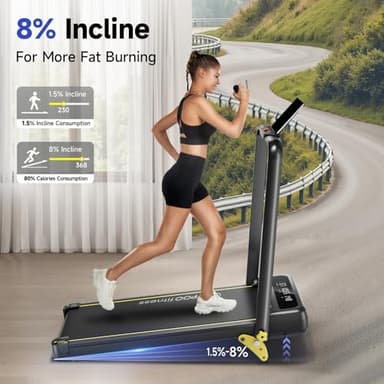 YPOO Foldable Treadmill with Incline, Walking Pad with Handle Bar 3 Level Incline, Portable Folding Treadmills for Home/Office 300 Lbs Capacity, Quiet Desk Treadmill with Remote Control & APP - Image 7