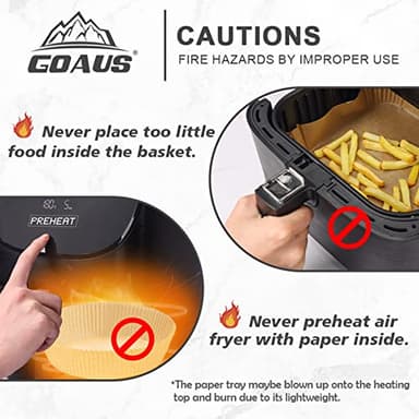 GOAUS Air Fryer Square Paper Liners Disposable Large 150 Pcs for 5 to 8 Qt Basket, 7.9 inch Unbleached Non-stick Oil-proof Parchment Paper - Image 5