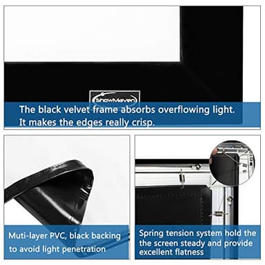 ShowMaven 100in /120in Fixed Frame Projector Screen, Diagonal 16:9, Active 3D 4K Ultra HD Projector Screen for Home Theater or Office (16:9, 120") - Image 3
