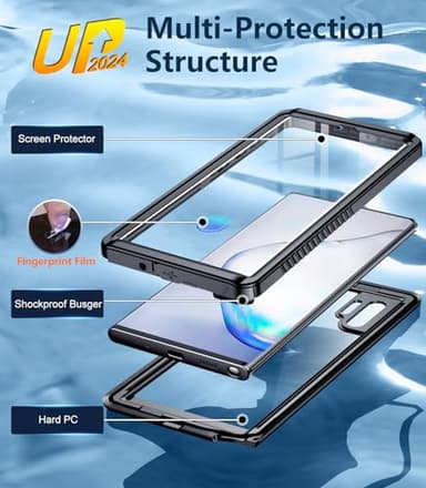 Temdan for Samsung Galaxy Note 10 Plus Case Waterproof, [Military-Grade Drop Protection] [IP68 Underwater] Full Body Heavy Duty Rugged Shock-Proof Case for Note 10 Plus 6.8''-Black - Image 4
