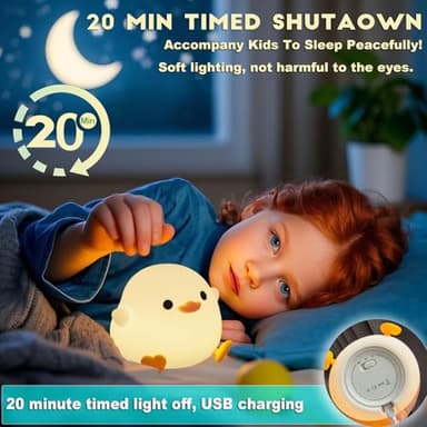 DREAMING MY DREAM Cute Duck Lamp,Do Do Duck Night Light,Silicone Squishy Nursery Bedside Lamp,USB Rechargeable Touch Table Lampfor Bedrooms, Living Room Decor Gift Toy - Image 2