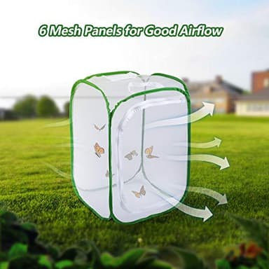 23.6" Large Butterfly Habitat Insect Cage Caterpillars Enclosure Pop-up Clear View 6 Mesh Panels 15.7 x 15.7 x 23.6 Inches Tall - Image 3