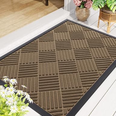 Smiry Front Door Mat Outside Entrance, Heavy Duty Outdoor Indoor Natural Rubber Doormat, Non Slip, Trap Dirt and Moisture, Easy Clean, Low Profile Patio Porch Entryway Mat, 35x23, Brown - Image 8