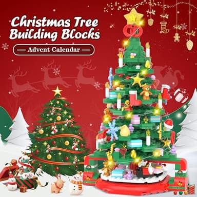Advent Calendar 2025 Christmas Tree Building Set with LED Light, 24 Days Christmas Countdown Calendar Christmas Tree Building Blocks, Xmas Gifts for Adults Teens Kids - Image 5