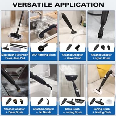 TVD Steam Cleaner, Heavy Duty Canister Steamer with 28 Accessories, Steam Mop with 5M Extra-Long Power Cord for Home Floor Cleaning, Grout, Wallpaper Removal, Upholstery, Car Detailing,White, Large - Image 5