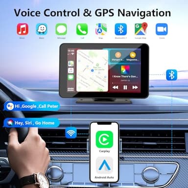 Apple Carplay Screen for Car, 7" HD Portable Car Stereo Touch Screen with Wireless Android Auto, Backup Camera, Car Audio Receivers with Voice Control, Mirror Link, Bluetooth, GPS Navigation - Image 4