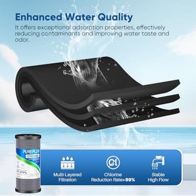 PUREPLUS Coconut Shell Water Filter Cartridge | Activated Carbon Block CTO | Universal Whole House 5 Micron 10 inch Cartridge | Compatible with WFHDC8001, CB-BB-10, EPM, EP-BB, 3Pack - Image 5