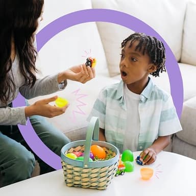 PREXTEX 3.5” Unfilled Easter Eggs, 12 pcs Empty Plastic Eggs Fillable with Candy, Presents for Toy Basket - Easter Decorations, Toy Egg Basket - Boys and Girls - Image 6