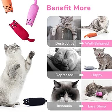 Legendog 5Pcs Bite Resistant Catnip Toy for Cats,Catnip Filled Cartoon Mice Cat Teething Chew Toy - Image 4