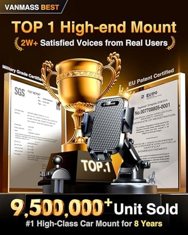 VANMASS Car Phone Holder 2025 Military-Grade Phone Holder for Your Car Windshield Dashboard【 65 Lbs Strongest Suction】【Patent & Safety Certs】 Universal Cell Phone Car Mount for iPhone Samsung Android - Image 2