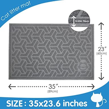 UPSKY Cat Litter Mat, Litter Trapping Mat Soft on Kitty Paws, Large Litter Box Mat 35" x 24" Scatter Control for Cat Litter, Waterproof and Extra Large Litter Box Carpet - Image 3