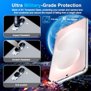 firtstnow 3 Pack Glass Screen Protector for Samsung Galaxy S25 Edge [6.7 inch] + 3 Pack Camera Lens Protector, 9H Tempered Glass, Fingerprint Unlock, HD Clear Case Friendly Anti-Scratch - Image 5