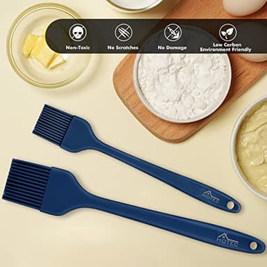 HOTEC 2 pieces Set Basting Brushes Silicone Heat Resistant Pastry Brushes Spread Oil Butter Sauce Marinades for BBQ Grill Barbecue Baking Kitchen Cooking BPA Free Dishwasher Safe (Classic Blue) - Image 5