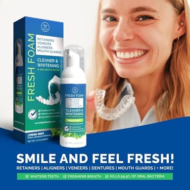 Retainer Cleaner Foam for Invisalign, Aligner Cleaner Whitening Foam for Mouth Guard Night Guard Veneers, Whitens Teeth, Freshens & Fights Bad Breath, 3% Hydrogen Peroxide, Mint - 50ml - Image 7