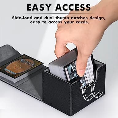 ZLCA Card Deck Box for Trading Cards, MTG Commander Deck Box Holds 120+ Single Sleeved Cards, Leather Magnetic Card Storage Box Fits for TCG CCG Magic Cards (Black) - Image 5