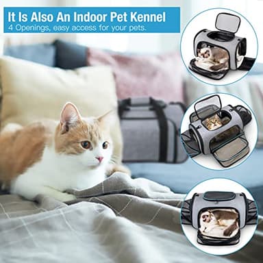 Siivton Pet Carrier Airline Approved, 4 Sides Expandable Cat Carrier Bag with Removable Fleece Pad, Large Soft Sided Pet Travel Carrier, Dog Carrier for Cats, Puppy and Small Dogs - Image 4