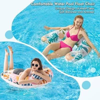 2 Pack Pool Floats Adult,OKSUWATER Pool Floaties for Adults with Two Cup Holders Inflatable Pool Floats Chairs, Lake Floats for Adults Toys Applies to Water Play Party - Image 4