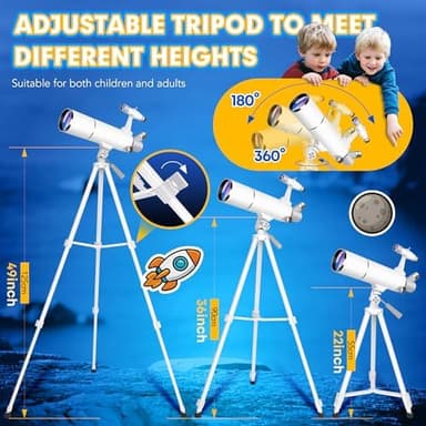 Hawkko Telescope for Adults & Kids – 80mm Aperture 500mm Telescopes for Adults Astronomy, (20X-150X) Portable Refractor Telescope Kit for Beginners with Decorate Stickers, AZ Tripod, Phone Adapter - Image 6