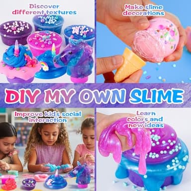 ZOnFRTO Mini Unicorn Slime Kit for Girls - Glimmer Crunchy, Butter, and Galaxy Slime for Kids 6-12 - Party Favors for Children - Image 2