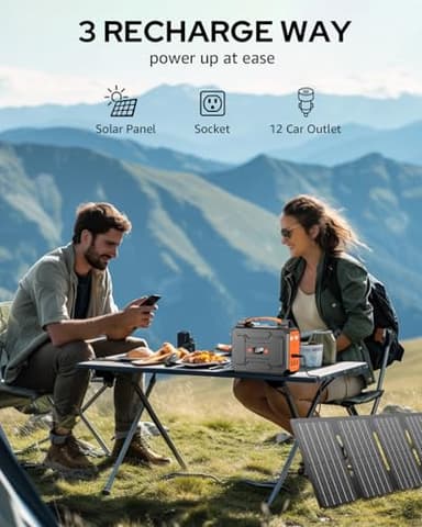 Solar Powered Generator 200W Peak/100W Rated, Portable Solar Generator Power Station with Solar Panels 40W Included, 146Wh Solar Power Bank with AC Outlet 110V for Home Use Camping Outdoor Adventure - Image 4