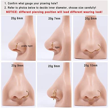 FANSING 18g 7mm Nose Hoop 18 Gauge Hinged Seamless Piercing Jewelry Ring for Septum Helix Cartilage Earlobe Lip Daith Tragus Rook & Conch 18k Gold-plated Surgical Steel - Image 5