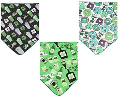 BoomBone St Patricks Day Dog Bandana 3 Pack - Triangle Bibs Pet Scarf for Small to Large Dogs and Cat - Image 2