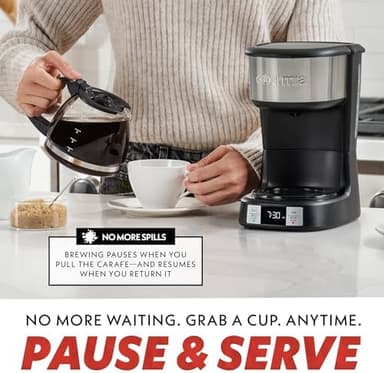 Gourmia Drip Coffee Maker – 5 Cup, One-Touch Brew, Pause & Serve, Adjustable 4 Hr Keep Warm, EZ-View Water Window, Black - Image 8