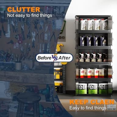 SAILUN 136Gal/543Qt Stackable Storage Bins Folding Collapsible Storage Bins with Lid, Closet Organizers and Storage, Storage Box with Door Black 26" W x 17" D x 71" H - Image 6