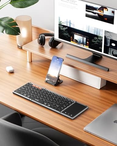 Samsers Foldable Bluetooth Keyboard with Touchpad, Full-Size Wireless Folding Key Board with PU Leather, Portable Travel for iOS Android Windows Mac OS, Support 3 Devices (BT5.1 x 3) - Image 7