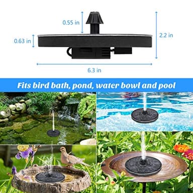 Mademax Upgraded Solar Fountain with 4 Easy Install Nozzle and Fixer, Solar Powered Fountain Pump for Bird Bath, Garden, Pond, Pool, Fish Tank, Outdoor - Image 2