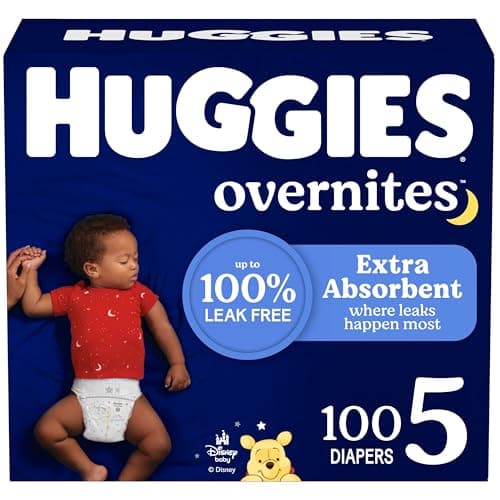 Huggies Size 5 Overnites Baby Diapers: Overnight Diapers, Size 5 (27+ lbs), 100 Ct (2 Packs of 50), Packaging May Vary - Image 1
