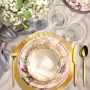 KesaPlan 100PCS Round Gold Placemats, 13" Disposable Paper Placemats for Dining Table, Mirrored Gold Charger Place Mat for Kitchen Banquet Table Setting Wedding Birthday Dinner Party Decor - Image 4