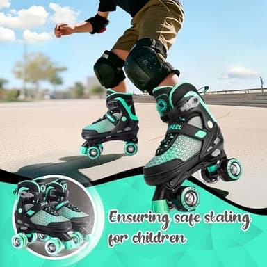 SULIFEEL Roller Skates for Girls Boys Kids,4 Sizes Adjustable Quad Skates with Light up Wheels,Safe Fun Children Skates, Best Gift for Beginners Indoor Outdoor Sports - Image 5