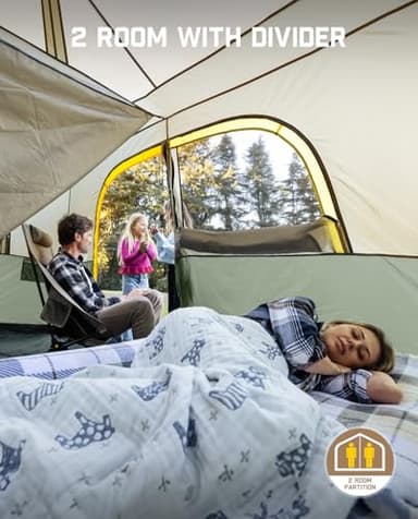 FanttikOutdoor Zeta C8 Pro Camping Tent 8 Person Instant Cabin Tent Setup in 60 Seconds with Rainfly & Windproof Portable with Carry Bag for Family Camping & Hiking, Upgraded Ventilation, Green - Image 4