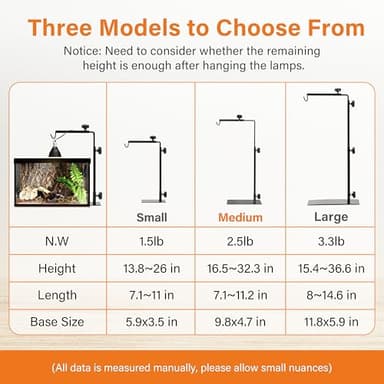 Simple Deluxe Reptile Light Stand Adjustable 16-32 inch Floor Lamp Holder, Metal Bracket for Reptile Tank & Terrarium Heating Light - Image 4