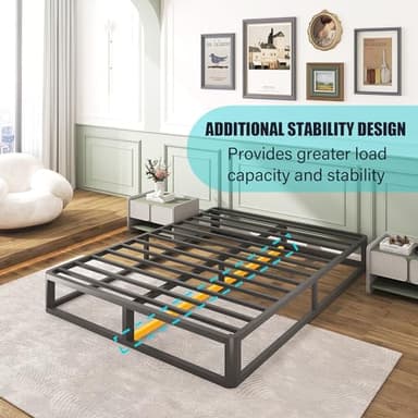 Firpeesy Upgrade Anti Bending and Round Corner Legs 10 inch Metal King Bed Frame 3500 LBS Heavy Steel Slats Support Platform Bed Frames No Box Spring Needed Platform Noise Free Easy Assembly - Image 6