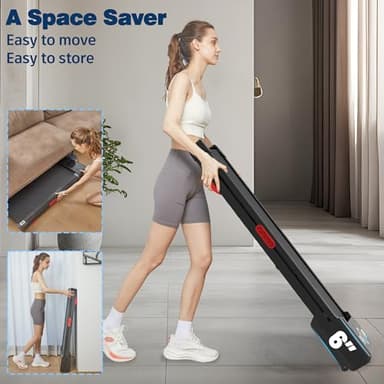 Walking Pad Treadmill with 12% 9-Level Auto Incline, 450 lbs Capacity RGB LED Screen, Bluetooth Speaker Under Desk Treadmill, Compact Treadmills for Home Hiking, Black - Image 7