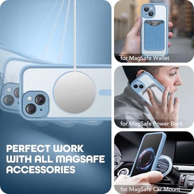 TIESZEN for iPhone 15 Case, Compatible with MagSafe, Built-in Privacy Screen Protector and Camera Protection, Anti Spy Full Body Dustproof Shockproof Hard Phone Case 6.1", Sky Blue - Image 6