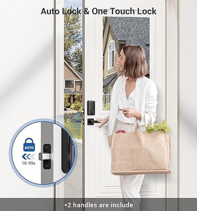 Veise Fingerprint Door Lock Set, Keyless Entry Door Lock, Front Handle Set, Electronic Keypad Deadbolt with Lever Handle, 2 Keys, Auto-Locking, One-time Codes, Easy to Install, Oil Rubbed Bronze - Image 4